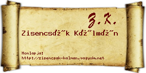 Zisencsák Kálmán névjegykártya